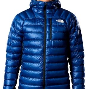 The North Face men summit series down jacket, blue wind, size Medium.